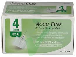 Ago Per Penna Da Insulina Accu-fine Pen Needle Gauge 32 4 Mm 100 Pezzi