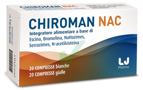 LJ Pharma Uomo Chiroman NAC Integratore 20 Cpr. Bianche+20 Cpr. Gialle