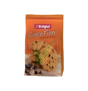 BiAglut Linea Biscotti Senza Glutine Cioco Fiori con Gocce di Cioccolato 200 g