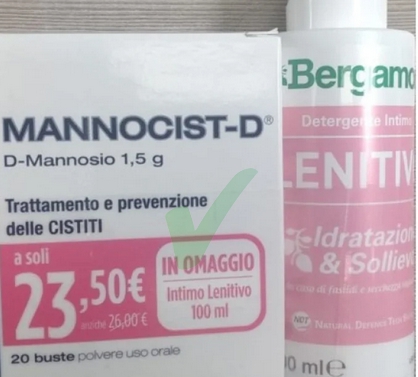 Mannocist D Cistite e Bergamon Detergente Intimo Omaggio 20 Buste   100ml