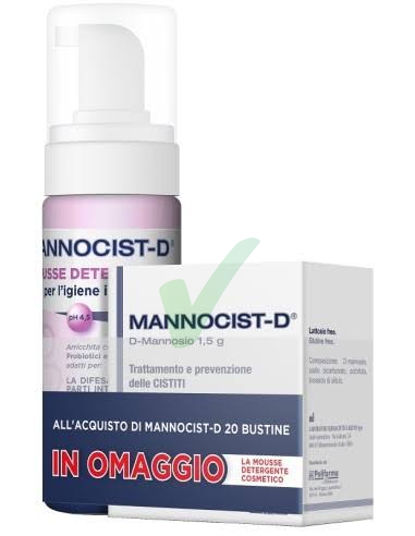 Mannocist D Cistite e Mousse Detergente Intima Omaggio 20 Buste   150ml