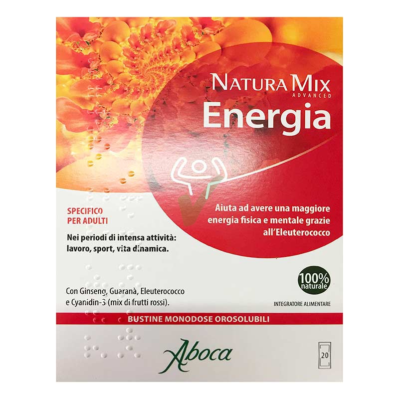 Aboca Linea Benessere Natura Mix Advance Energia Integratore Adulti 20 Buste Oro