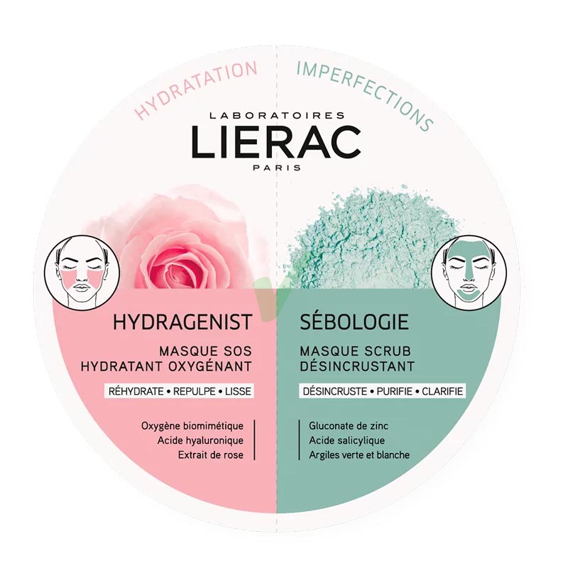 Lierac Linea Hydragenist+Sbologie Duo Mask Maschera SOS Idratante + Purificante