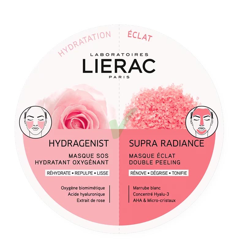 Lierac Linea Hydragenist+Supra Radiance Duo Mask 2 Maschere Idratante Illuminant