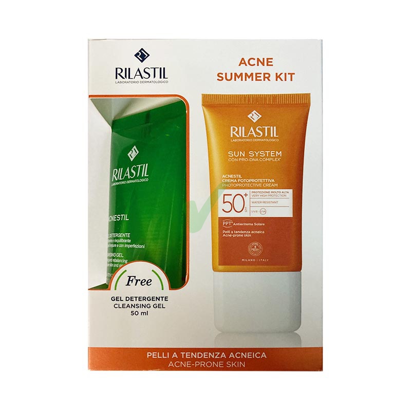 Rilastil Linea Acnestil SPF50+ Cofanetto Regalo Acne Kit Crema + Gel Detergente