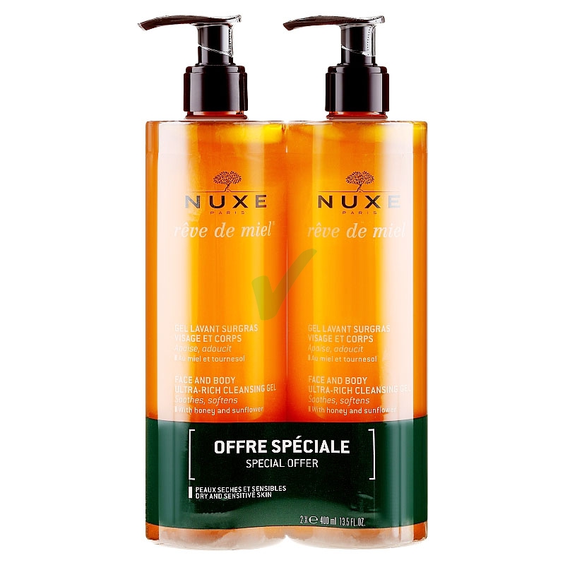 Nuxe Linea Reve de Miel Gel Lavant Surgras Gel Detergente Ricco Corpo 2x400 ml