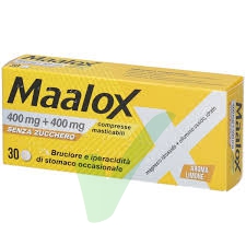 Maalox 400 Mg+ 400 Mg Compresse Masticabili Senza Zucchero Aroma Limone 30 Compresse
