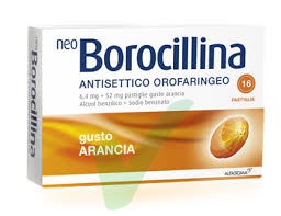 Neoborocillina Ant Or 6,4 Mg + 52 Mg Pastiglie Gusto Arancia, 16 Pastiglie In Blister Al/Pvc