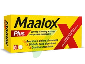 Maalox Plus 200 Mg + 200 Mg + 25 Mg Compresse Masticabili 50 Compresse