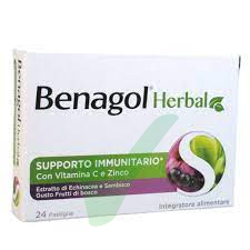 Benagol Herbal Integratore Supporto Immunitario Echinacea 24 Pastiglie