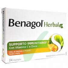 Benagol Herbal Integratore Supporto Immunitario Propoli 24 Pastiglie
