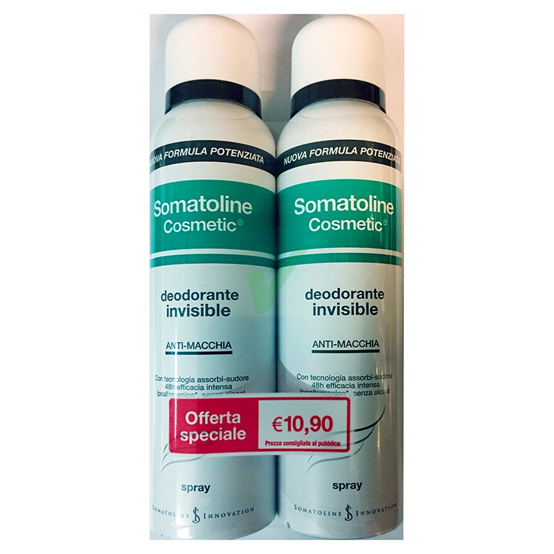 Somatoline Cosmetic Linea Corpo Deodorante Invisibile Spray Anti-Macchia 2x150ml